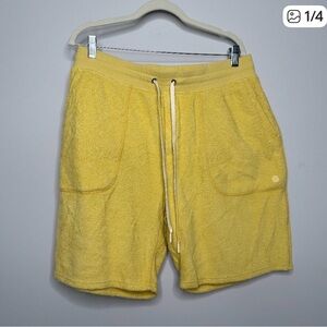 Outerknown Yellow Terry Cloth Pull On Shorts Men's Large